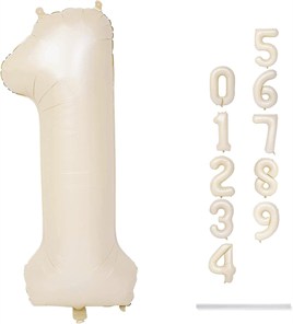 1 Rakam Krem Folyo Balon 34 inç 76-82 cm