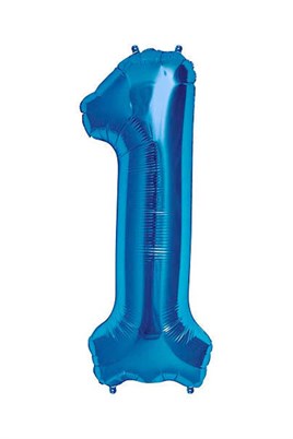 1 Rakam Mavi Folyo Balon 34 inç 76-82 cm