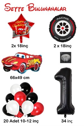 1 Yaş Arabalar Temalı Doğum Günü Parti Kutlama Balon Seti