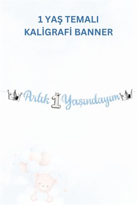 1 Yaş Erkek Bebek Parti Seti Mavi Ayıcık Temalı – Artık 1 Yaşındayım Doğum Günü Süsleri