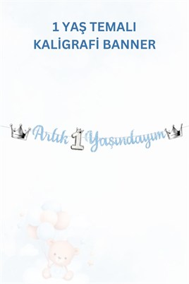 1 Yaş Erkek Bebek Parti Seti Mavi Ayıcık Temalı – Artık 1 Yaşındayım Doğum Günü Süsleri
