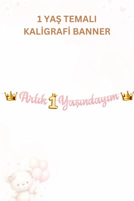 1 Yaş Kız Bebek Parti Seti Pembe Ayıcık Temalı – Artık 1 Yaşındayım Doğum Günü Süsleri