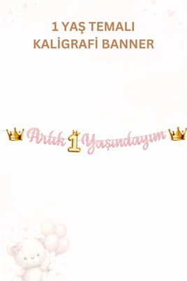 1 Yaş Kız Bebek Parti Seti Pembe Ayıcık Temalı – Artık 1 Yaşındayım Doğum Günü Süsleri