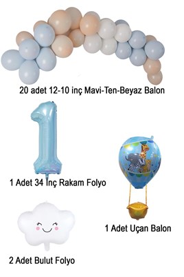 1 Yaş Mavi Gökyüzü Doğum Günü Konsepti