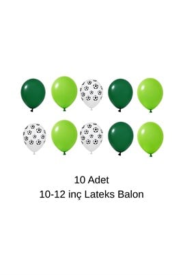 10-12 İnç Futbol Topu Açık ve Koyu Yeşil Balon 10 adet