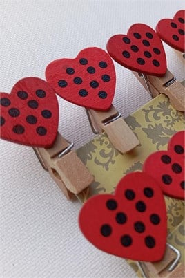 10 Adet 4 Cm Kırmızı Kalpli Süs Mandalı 