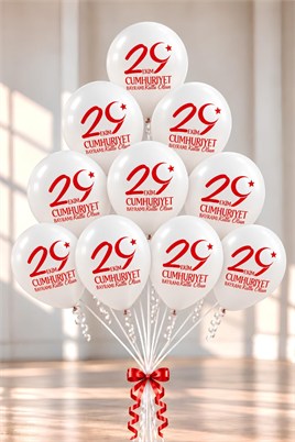 12 Inç 29 Ekim Cumhuriyet Bayramı Baskılı Balon Milli Bayram Süsü 10 Adet