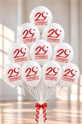 12 Inç 29 Ekim Cumhuriyet Bayramı Baskılı Balon Milli Bayram Süsü 10 Adet
