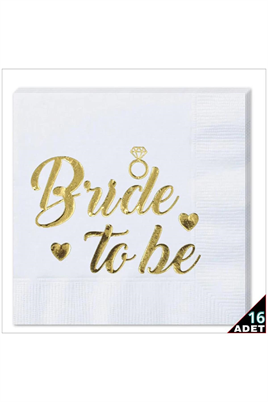 16 Adet Bride To Be Temalı Gold Peçete