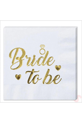 16 Adet Bride To Be Temalı Gold Peçete