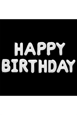 16 İnç Beyaz Happy Birthday Folyo Balon Set 