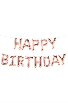 16 İnç Rose Gold Happy Birthday Folyo Balon Set 