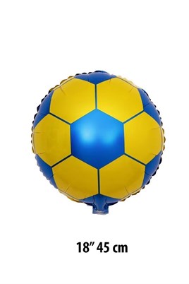 18 inç Sarı Lacivert Futbol Topu Folyo Balon-45 cm