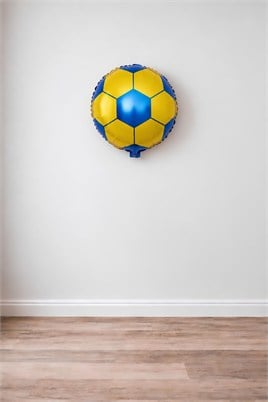 18 inç Sarı Lacivert Futbol Topu Folyo Balon-45 cm