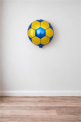 18 inç Sarı Lacivert Futbol Topu Folyo Balon-45 cm