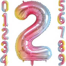 2 İki Rakam Gökkuşağı Folyo Balon 34