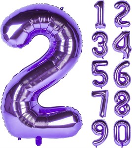 2 İki Rakam Mor Folyo Balon 32