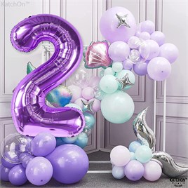 2 İki Rakam Mor Folyo Balon 32