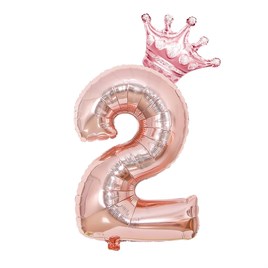 2 Rose Gold Rakam ve Kral Tacı Folyo Balon Doğum Günü Parti Kutlama Seti