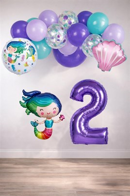 2 Yaş Deniz Kızı Temalı Doğum Günü Parti Kutlama Seti Konsept 2