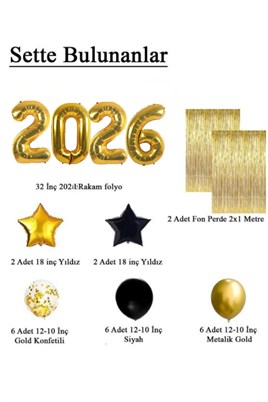 2025 Temalı Gold Renkli Lüks Mezuniyet Kutlama Seti