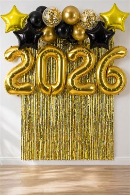 2025 Temalı Gold Renkli Lüks Mezuniyet Kutlama Seti
