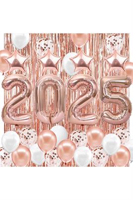 2025 Temalı Rose Gold Renkli Lüks Mezuniyet Kutlama Seti