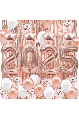 2025 Temalı Rose Gold Renkli Lüks Mezuniyet Kutlama Seti