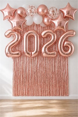 2026 Temalı Rose Gold Renkli Lüks Mezuniyet Kutlama Seti