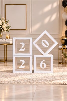 2026 Yazılı Beyaz Asetatlı Kutu Seti 