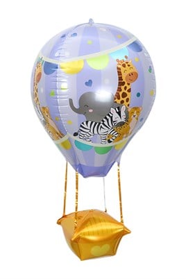 22 İnç Mor Renk Safari Uçan Balon Temalı  Folyo Balon 88-28 Cm