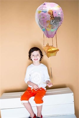 22 İnç Mor Renk Safari Uçan Balon Temalı  Folyo Balon 88-28 Cm