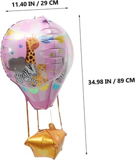 22 İnç Mor Renk Safari Uçan Balon Temalı  Folyo Balon 88-28 Cm