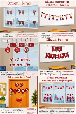 23 Nisan Süsleme Seti – Ulusal Egemenlik ve Çocuk Bayramı Parti Dekorasyon Paketi