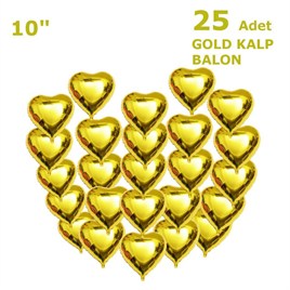 25 Adet Gold Kalp Folyo Balon 10 Inç 