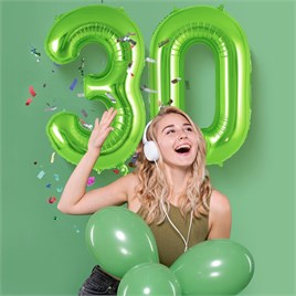 3 Rakam Açık Yeşil Folyo Balon 32-34