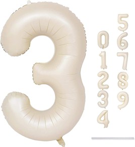 3 Rakam Krem Folyo Balon 34 inç 76-82 cm