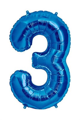 3 Rakam Mavi Folyo Balon 34 inç 76-82 cm