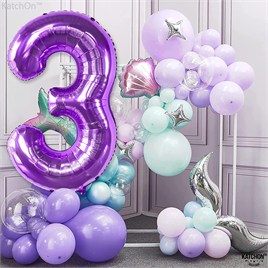 3 Üç Rakam Mor Folyo Balon 32