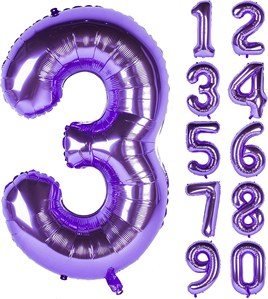 3 Üç Rakam Mor Folyo Balon 32