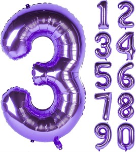 3 Üç Rakam Mor Folyo Balon 32