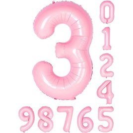 3 Üç Rakam Pembe Folyo Balon 34