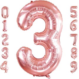 3 Üç Rakam Rose Gold Folyo Balon 32-34