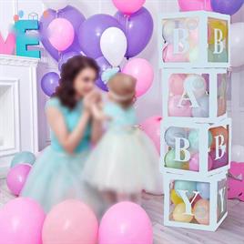 33 Parça Baby Yazılı Şeffaf Mavi Kutu ve Balon Seti