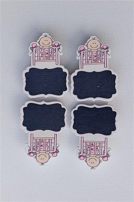 4 Adet 7 Cm Pembe Kız Bebek Süs Mandalı 