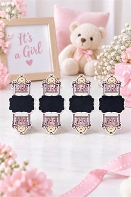 4 Adet 7 Cm Pembe Kız Bebek Süs Mandalı 