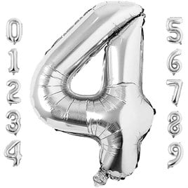 4 Dört Rakam Gümüş Folyo Balon 34