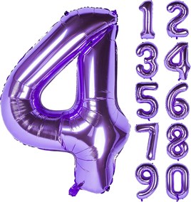 4 Dört Rakam Mor Folyo Balon 32