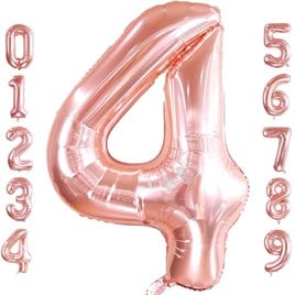 4 Dört Rakam Rose Gold Folyo Balon 32-34