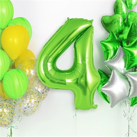 4 Rakam Açık Yeşil Folyo Balon 32-34